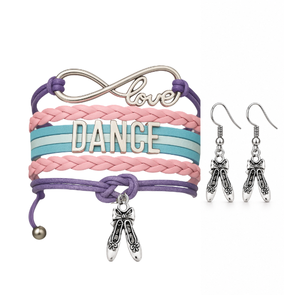 Girls Pink Dance Infinity Jewelry Set