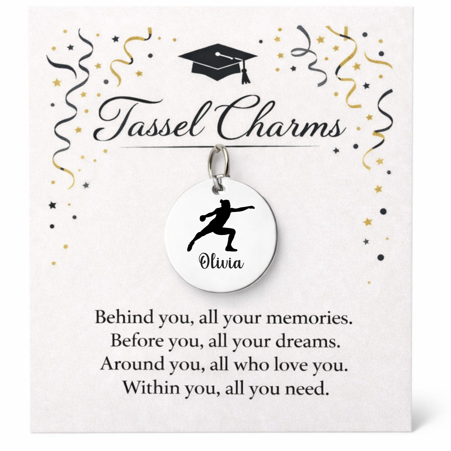 Discus Throw Engraved Tassel Charm