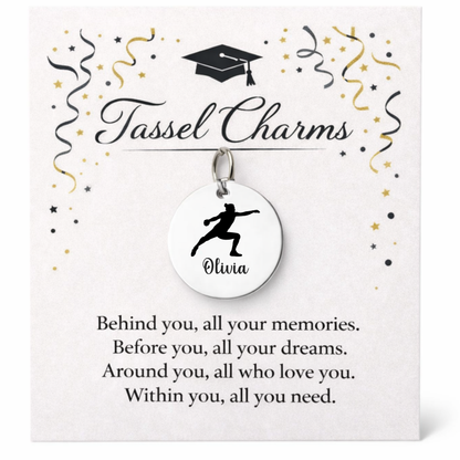 Discus Throw Engraved Tassel Charm