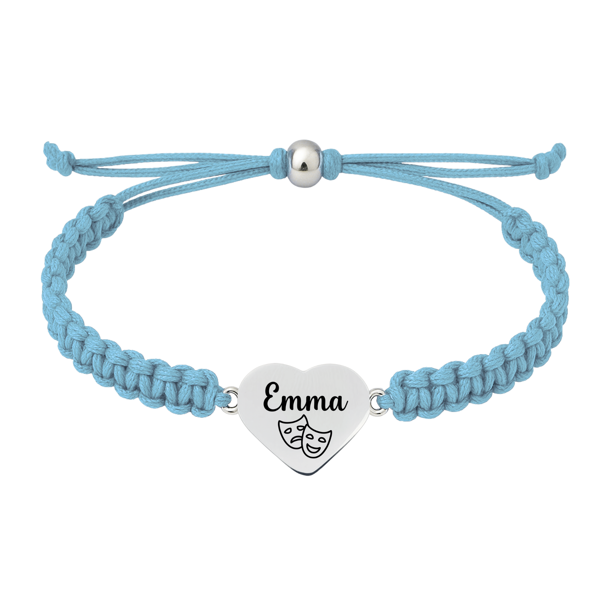 Personalized Engraved Drama & Theater Heart Rope Bracelet