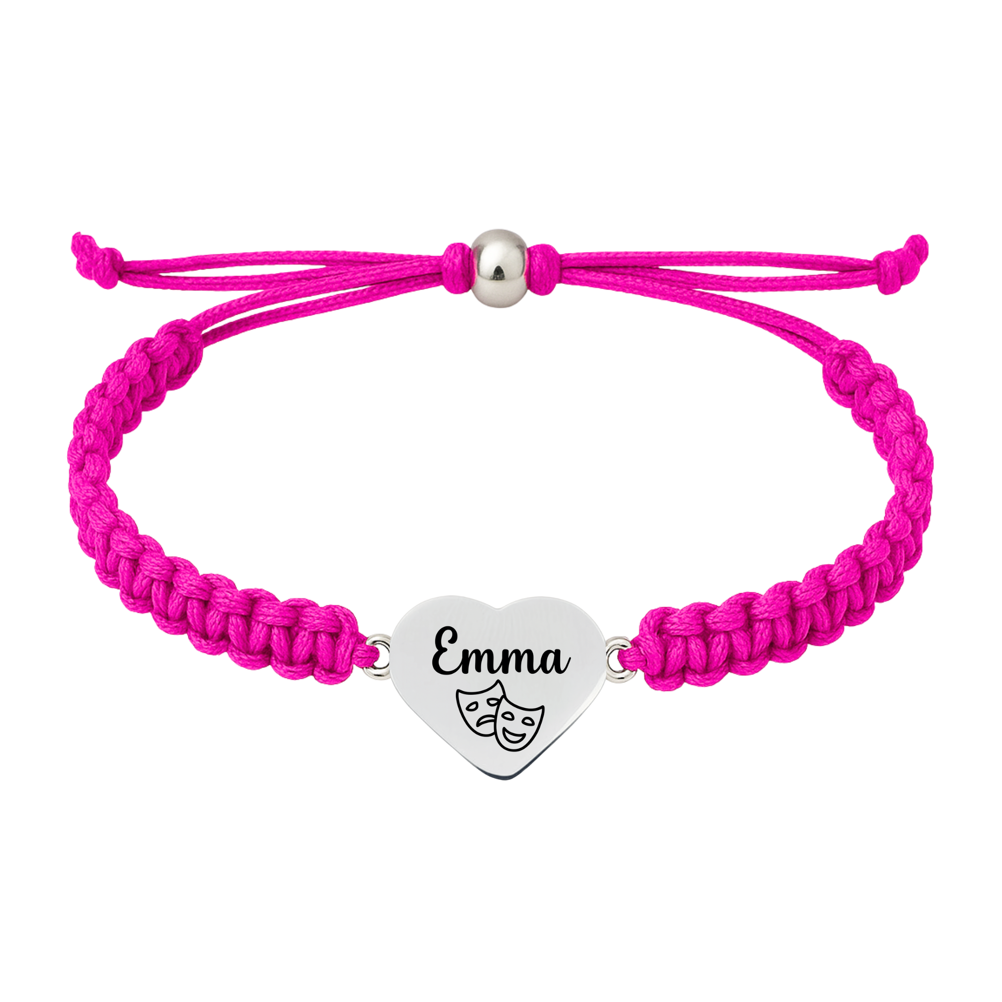 Hot pink bracelet with personalized drama and theater charm