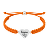 Orange rope bracelet with engraved 
 charm and drama mask symbols