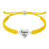 Yellow rope bracelet with engraved heart-shaped stainless steel charm for theater lovers
