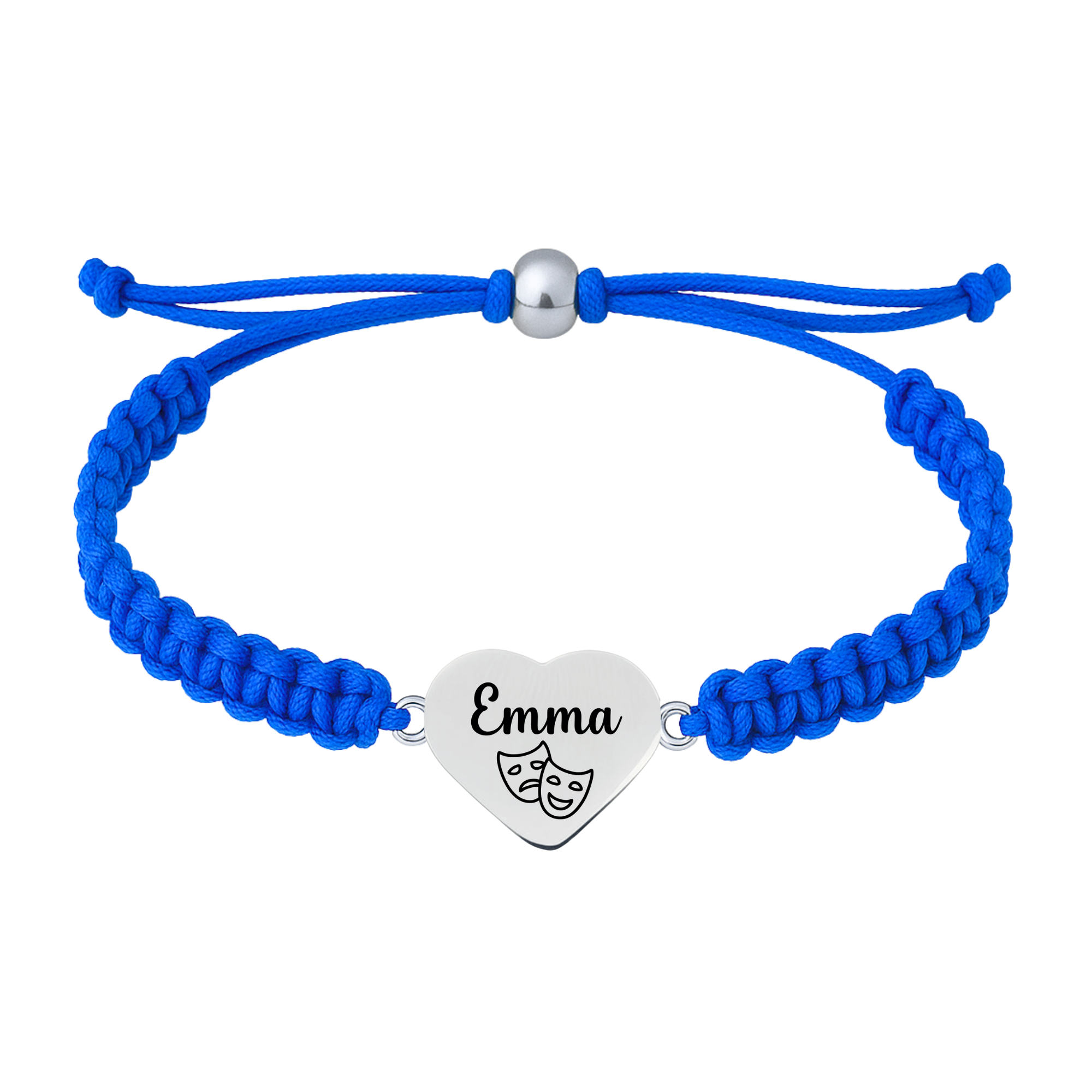 Personalized Engraved Drama & Theater Heart Rope Bracelet