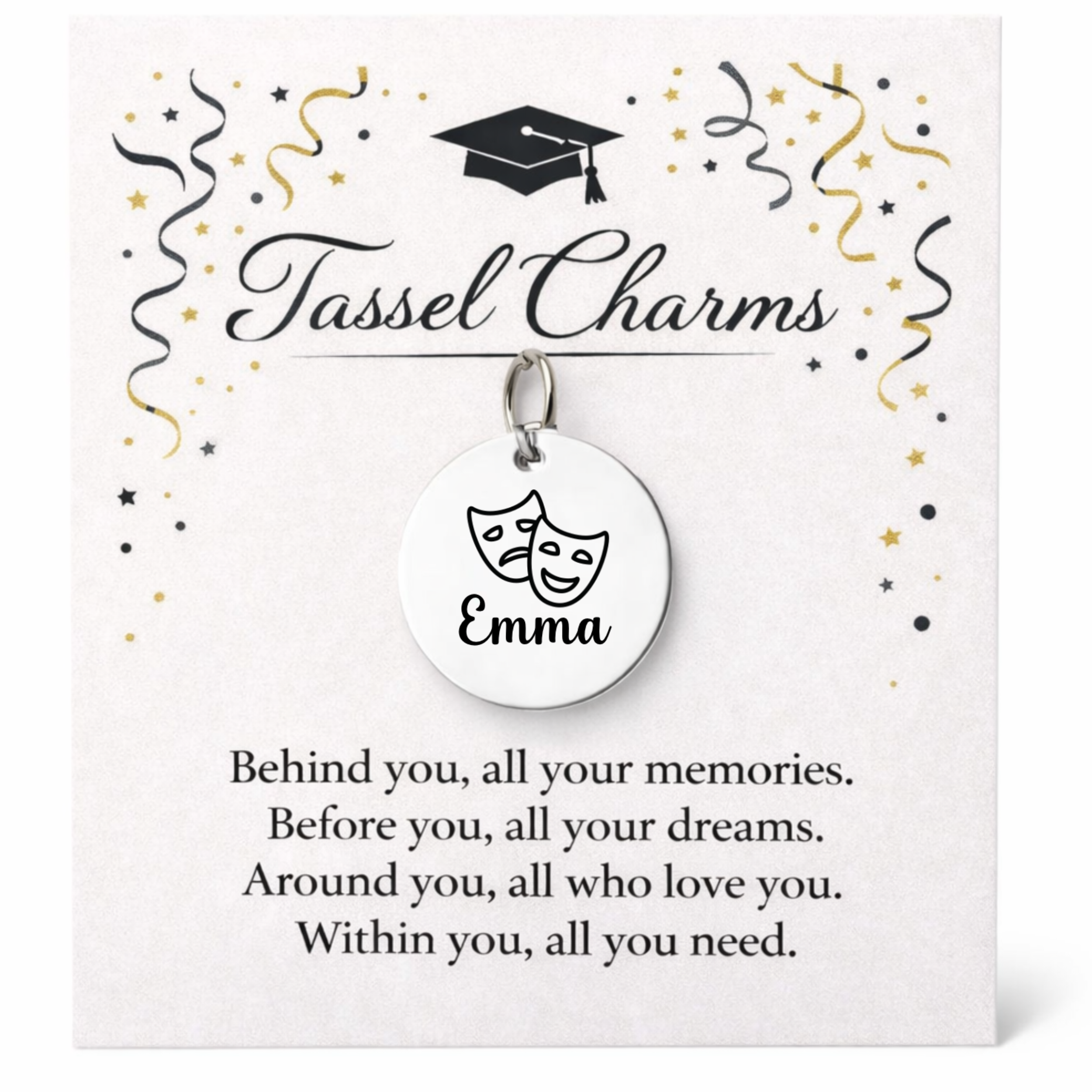 Drama and Theater Engraved Tassel Charm