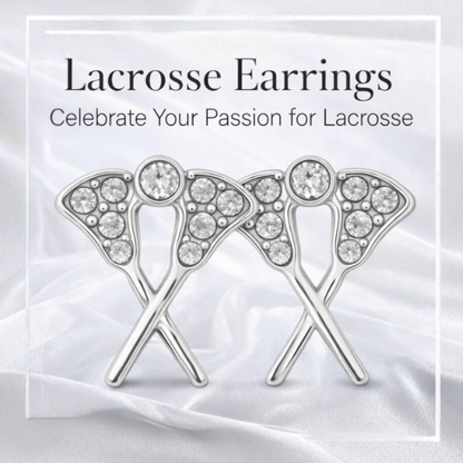 Girls Lacrosse Cz Stick Stud Earrings