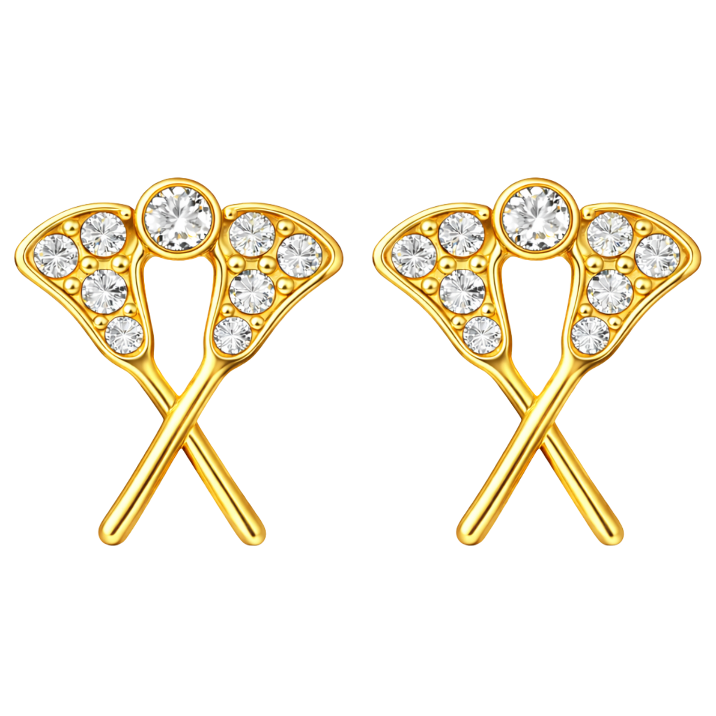 Girls Lacrosse Cz Stick Stud Earrings