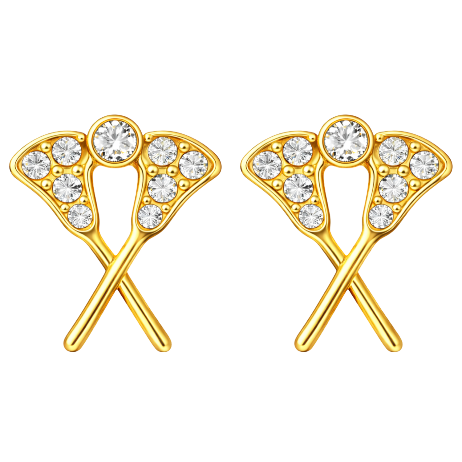 Girls Lacrosse Cz Stick Stud Earrings