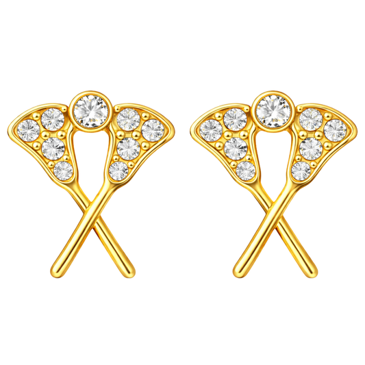 Girls Lacrosse Cz Stick Stud Earrings