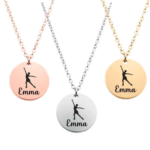 Engraved Figure Skater Necklace