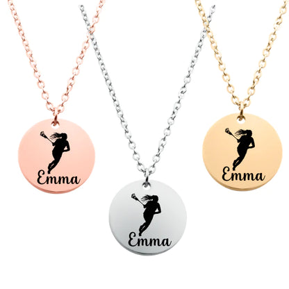 Engraved Girl Lacrosse Necklace