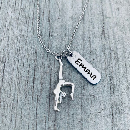 Personalized Engraved Gymnastics Heart Necklace