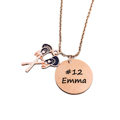 Engraved Lacrosse Charm Necklace