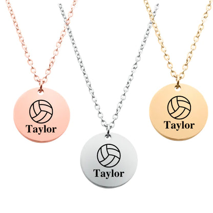Engraved Volleyball Number Necklace