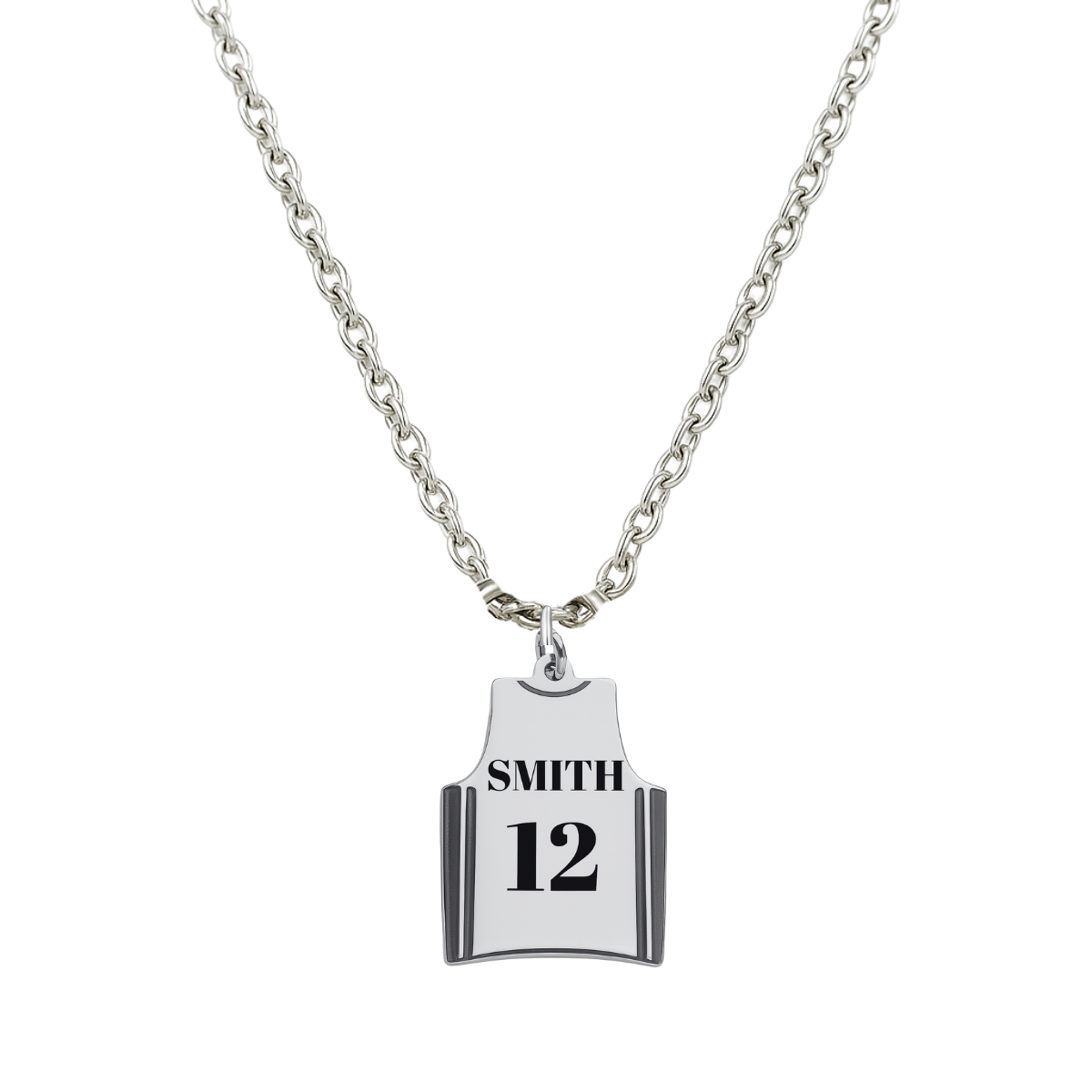 Engraved Basketball Jersey Necklace
