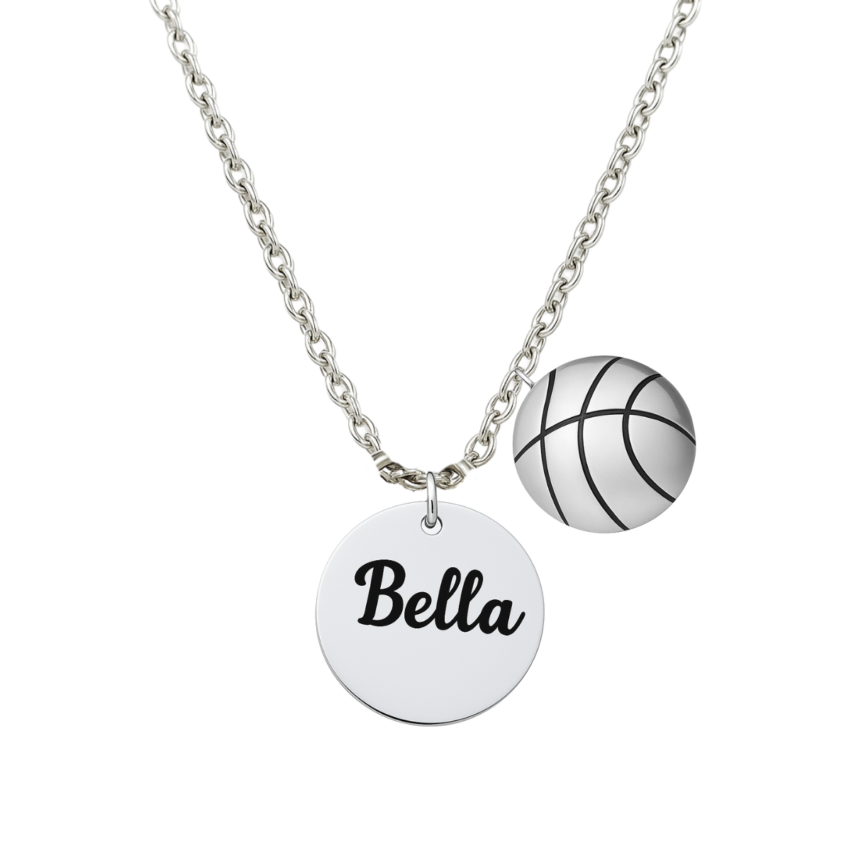 Engraved Basketball Name Necklace