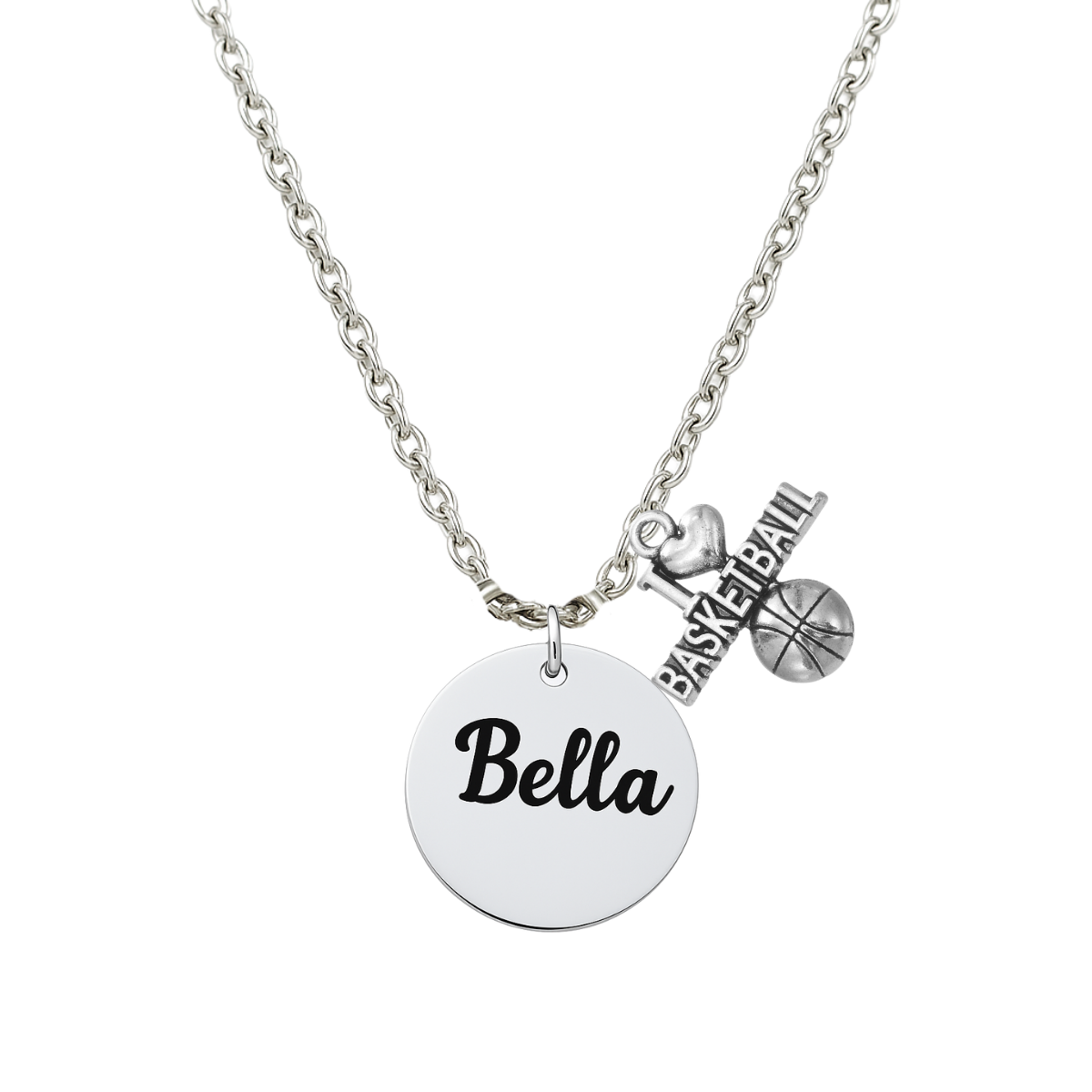 Engraved Basketball Name Necklace