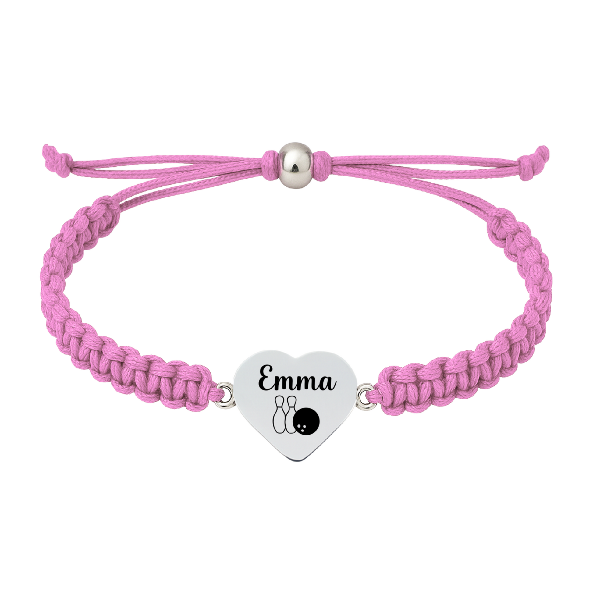 Light pink bracelet with heart charm engraved 