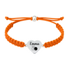 Orange rope bracelet with silver heart charm personalized for bowling players