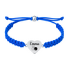 Royal blue bracelet featuring engraved heart charm with name
