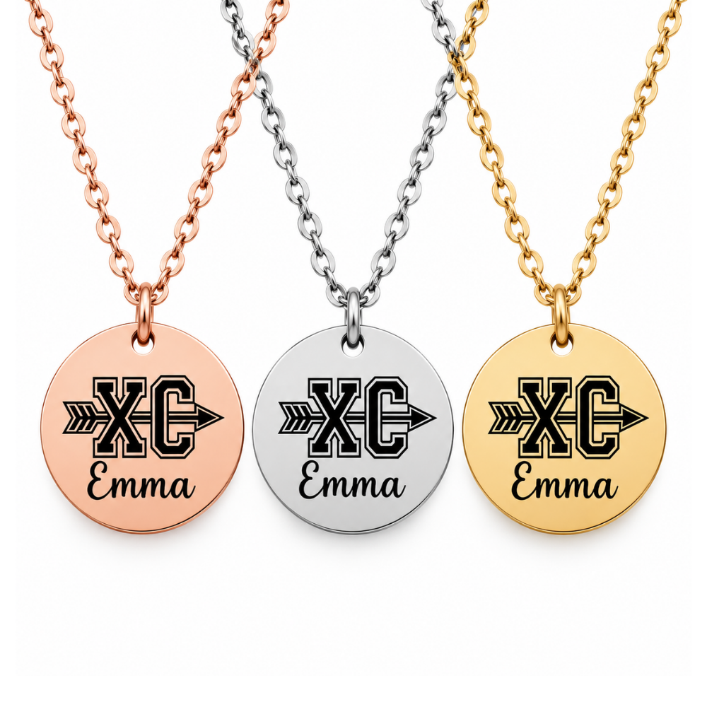 Engraved Cross Country XC Runner Necklace