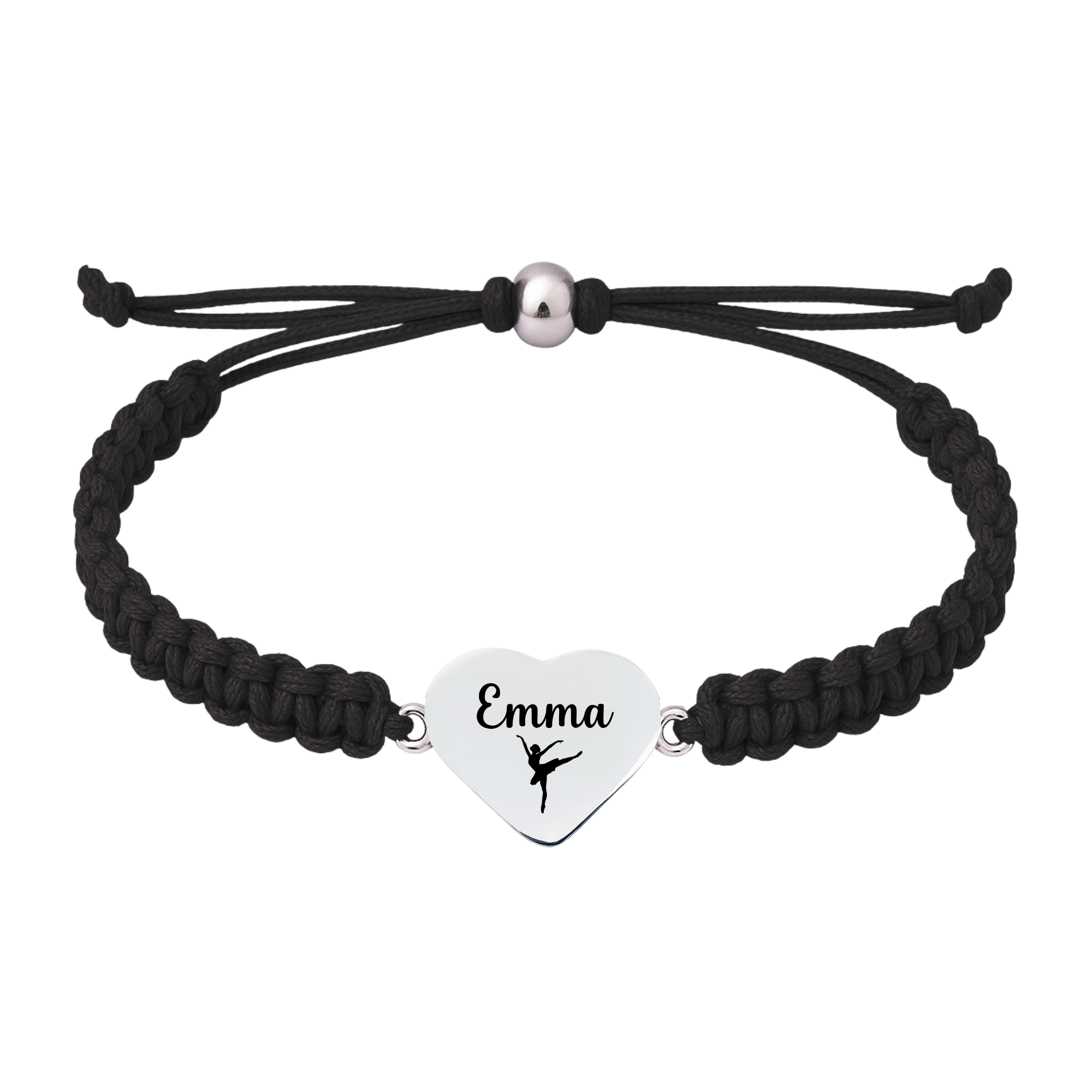 Personalized Engraved Dance Heart Rope Bracelet