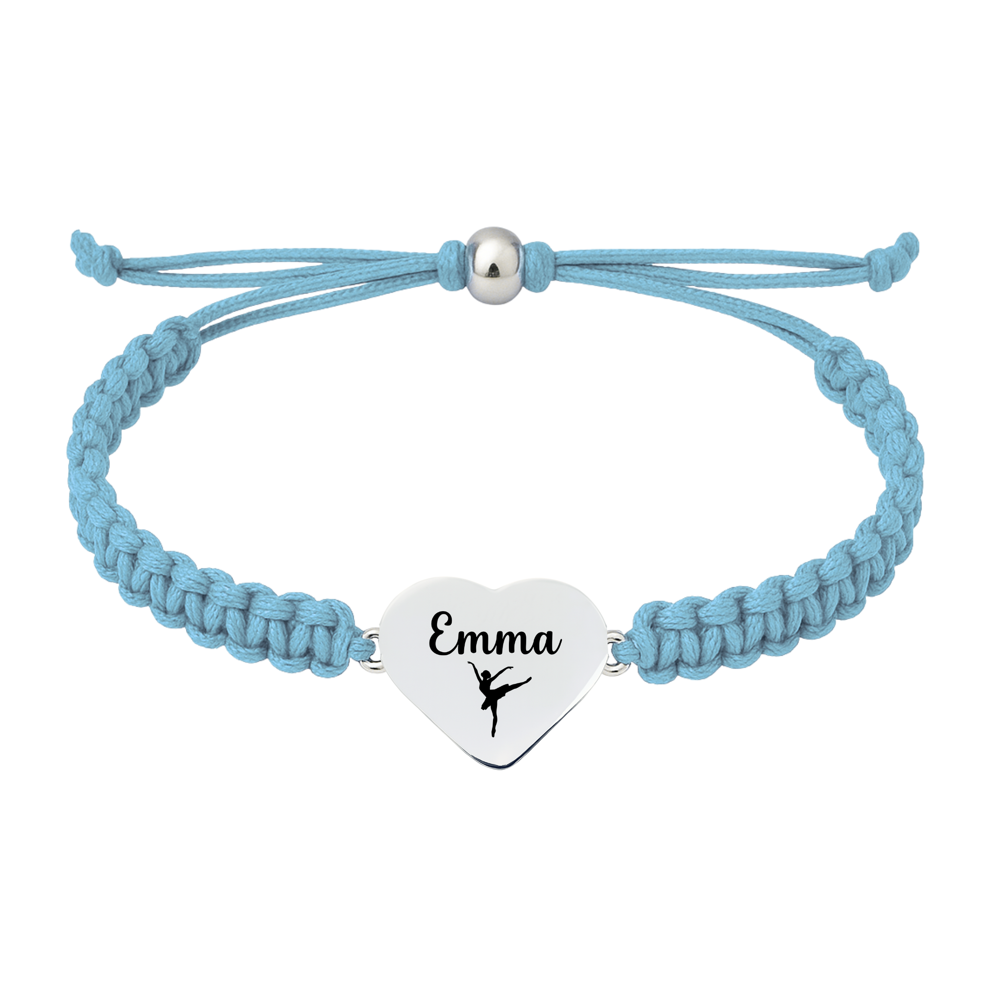 Personalized Engraved Dance Heart Rope Bracelet