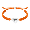 Orange bracelet with name engraved on stainless dance heart charm