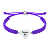 Purple bracelet with polished heart charm featuring dancer silhouette