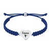 Navy blue bracelet with stainless steel heart charm engraved with dancer icon