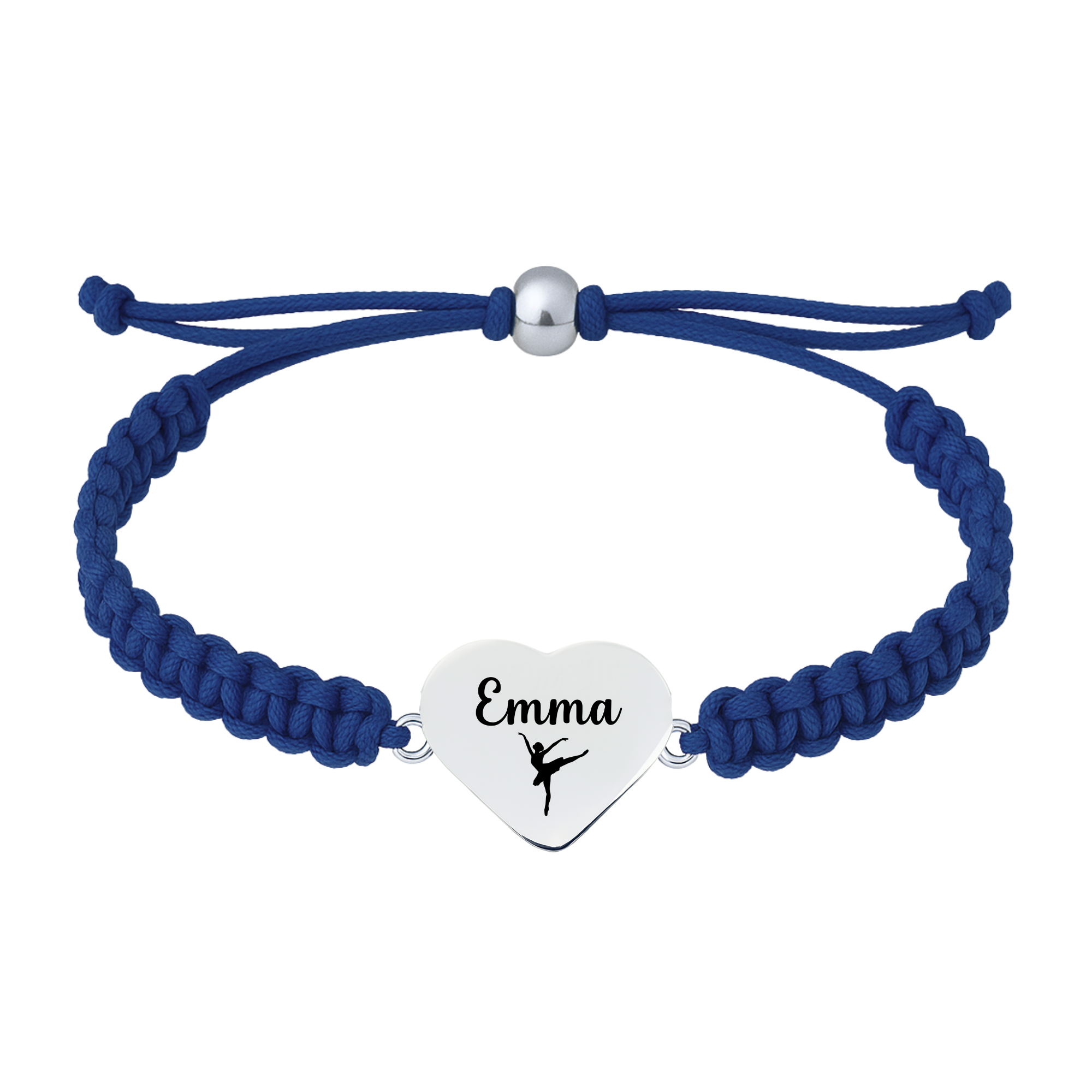 Personalized Engraved Dance Heart Rope Bracelet