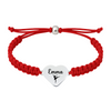 Red bracelet with stainless heart charm engraved with name and dance icon