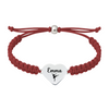 Maroon bracelet with custom engraved dance heart charm displayed
