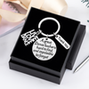 Inspirational dance teacher keychain displayed in a black gift box with “Thank You” charm