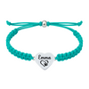 Teal rope bracelet with personalized stainless steel dog charm