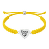 Bright yellow bracelet with custom dog-themed heart charm