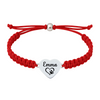 Red rope bracelet with personalized dog name char