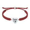 Dark red maroon braided bracelet with engraved stainless steel charm