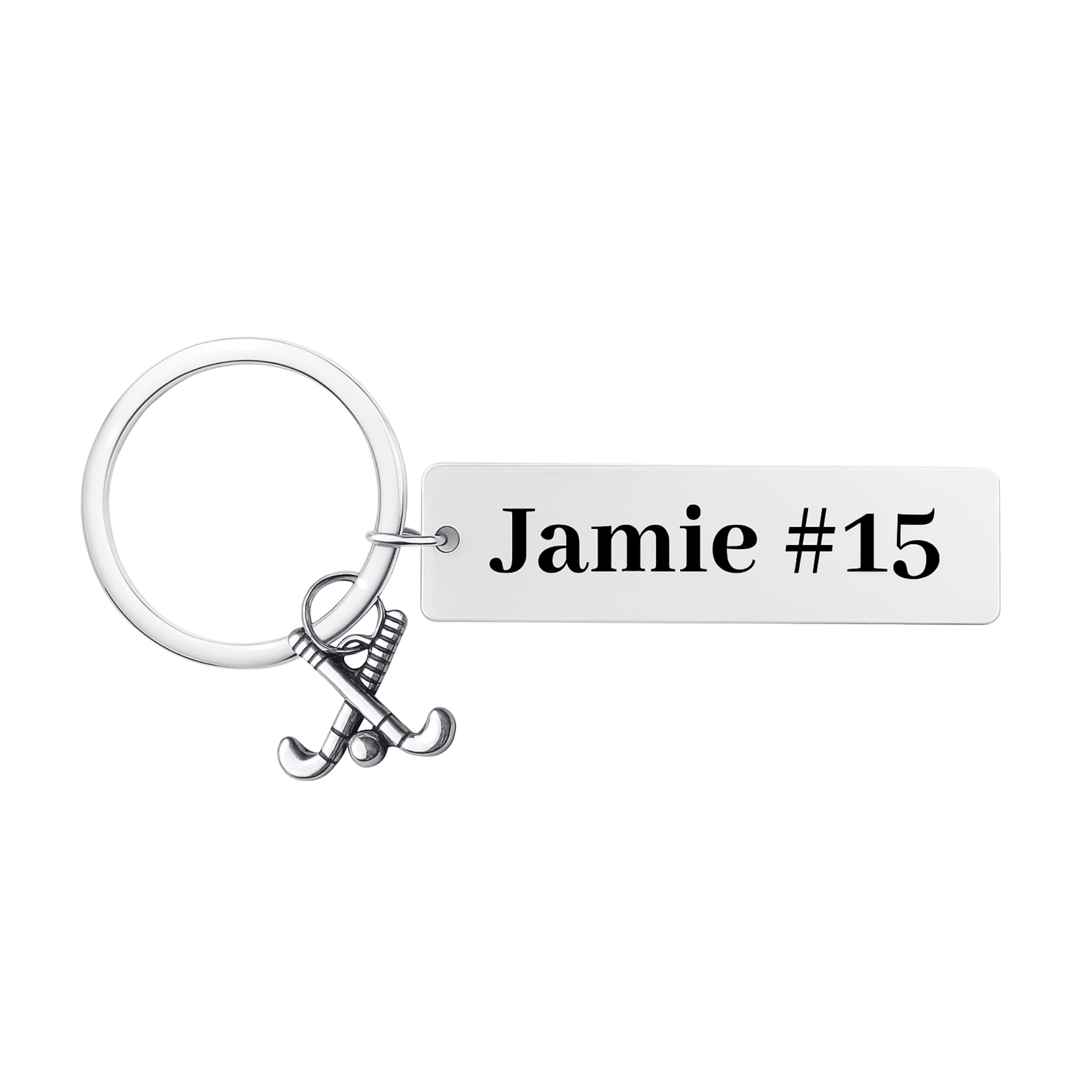 Engraved Field Hockey Bar Keychain
