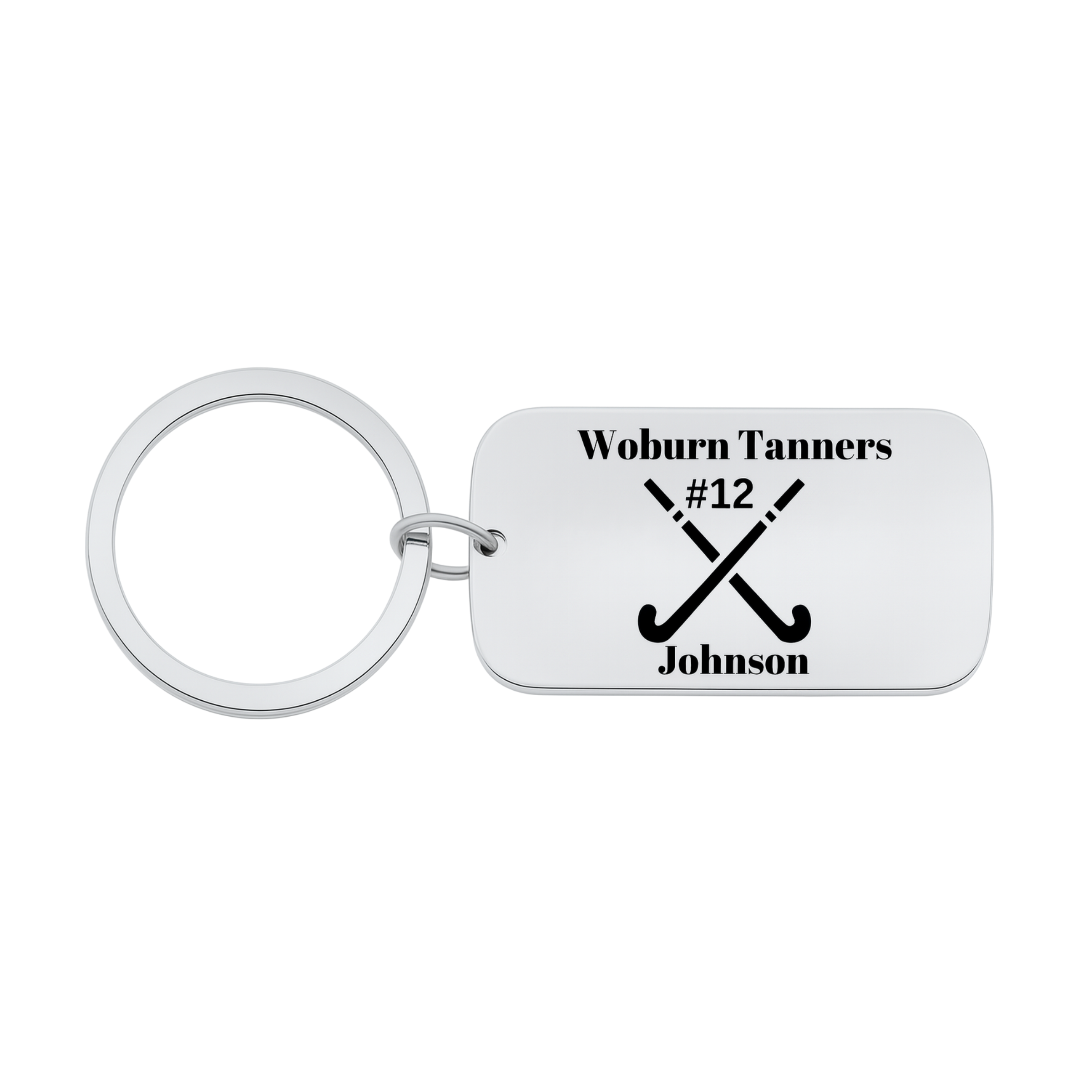 Engraved Field Hockey Dog Tag Keychain