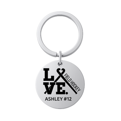 Engraved Field Hockey Keychain