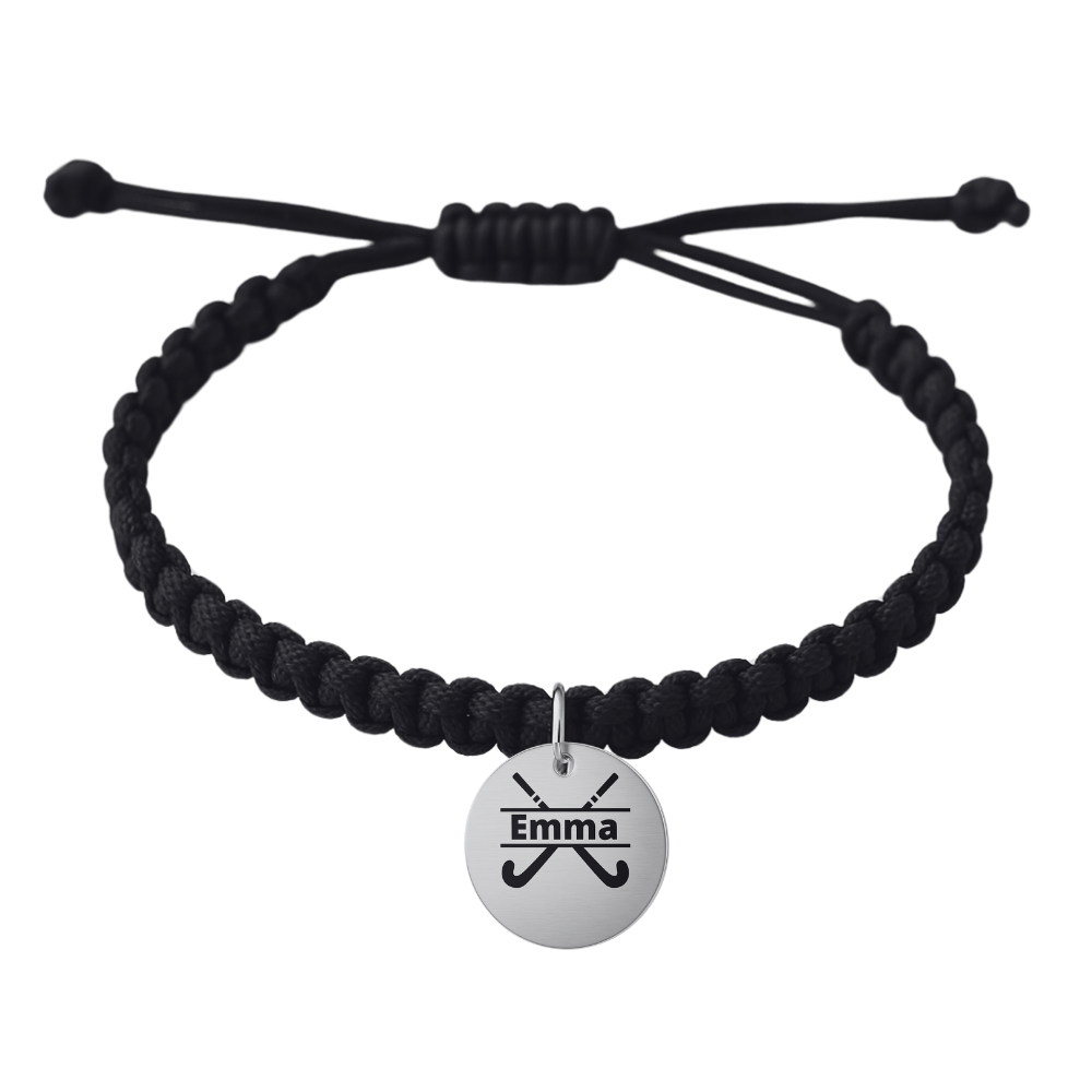 Engraved Field Hockey Rope Bracelet