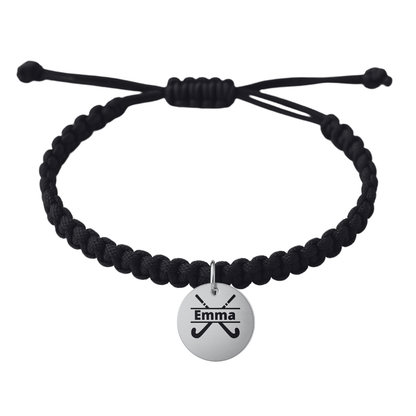 Engraved Field Hockey Rope Bracelet