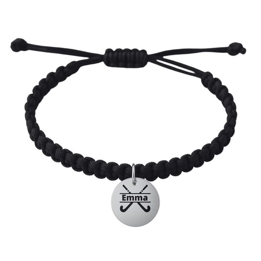 Engraved Field Hockey Rope Bracelet