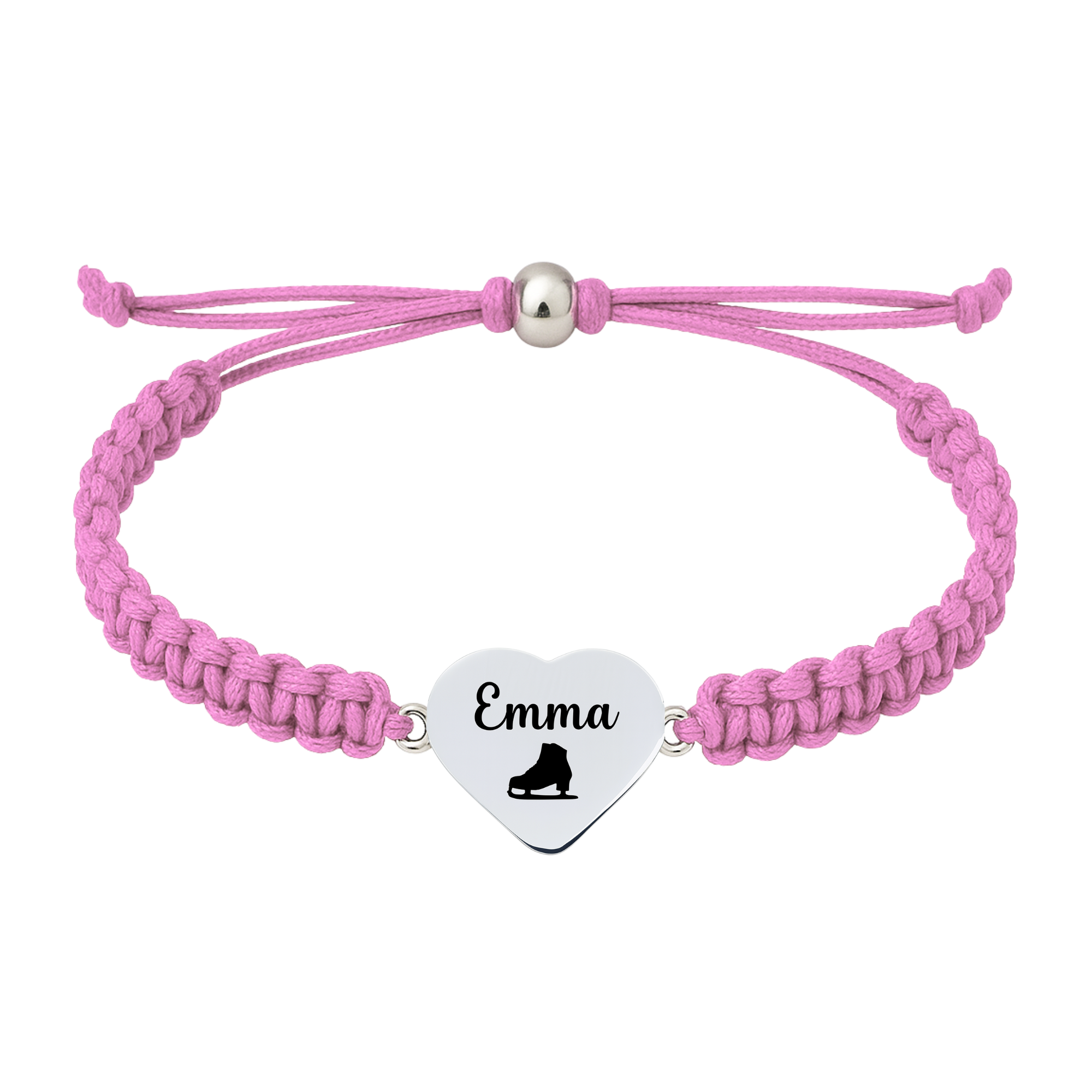 Light pink bracelet with customized skater charm and knot closure