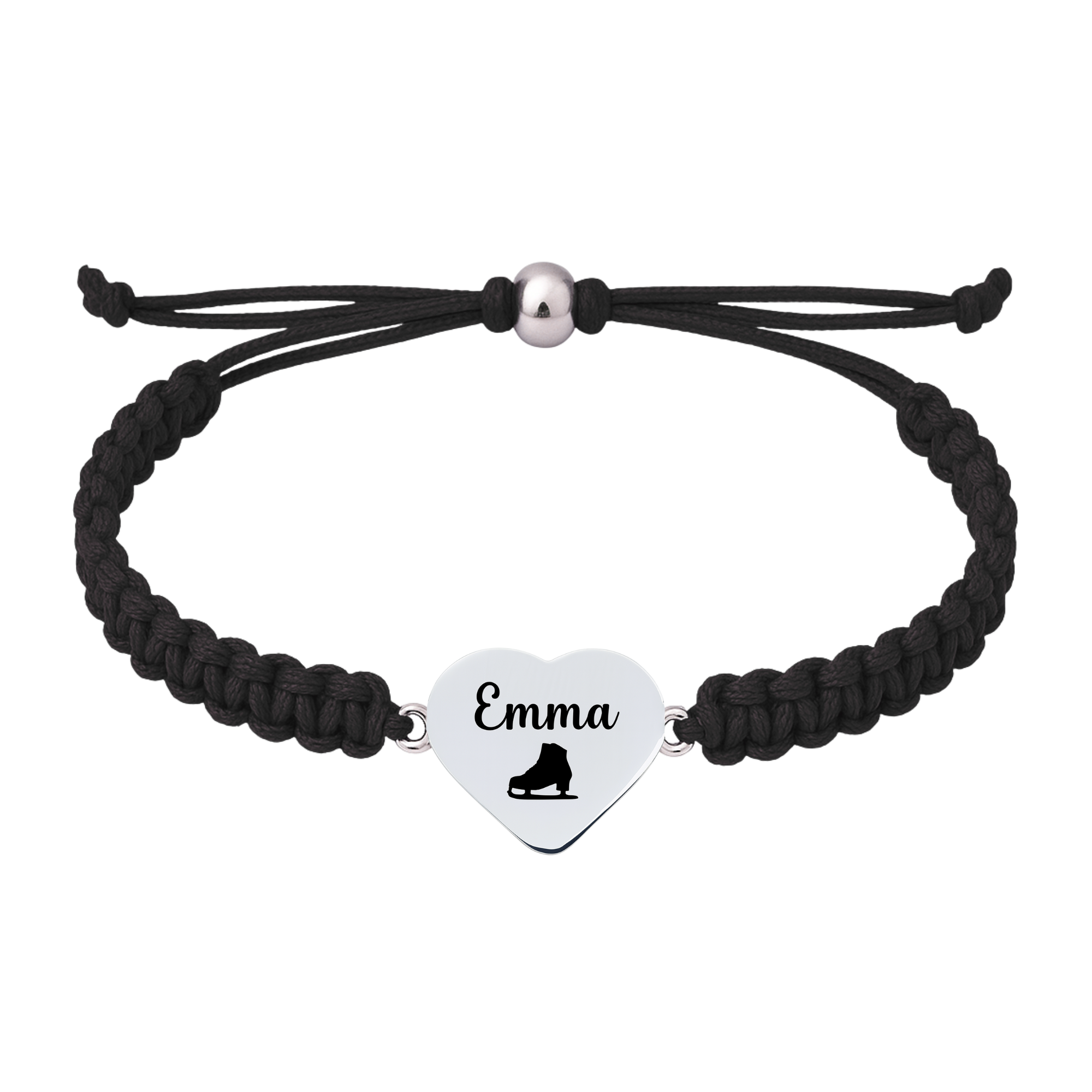 Personalized Engraved Figure Skating Heart Rope Bracelet