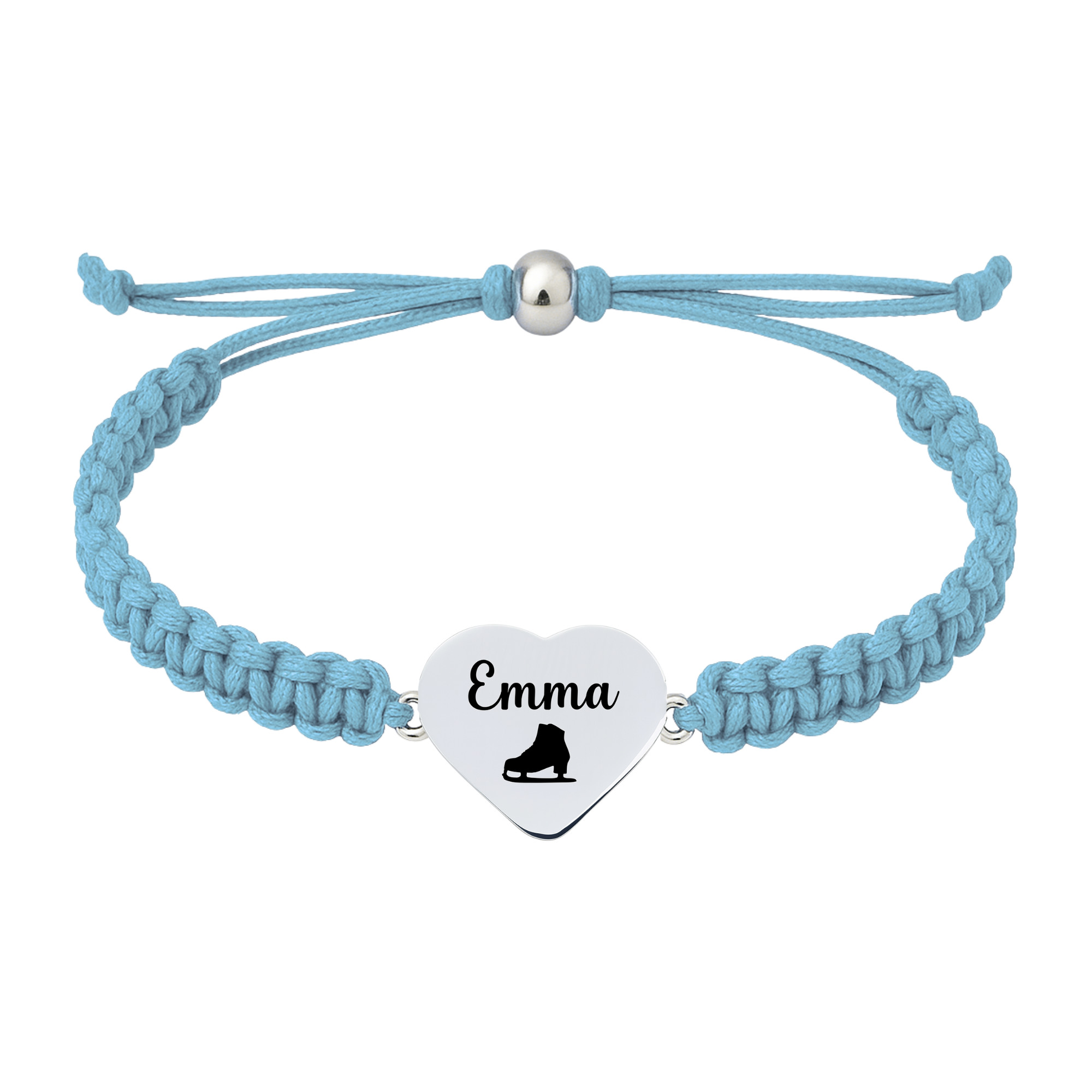 Personalized Engraved Figure Skating Heart Rope Bracelet