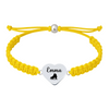 Yellow bracelet with polished engraved stainless steel charm