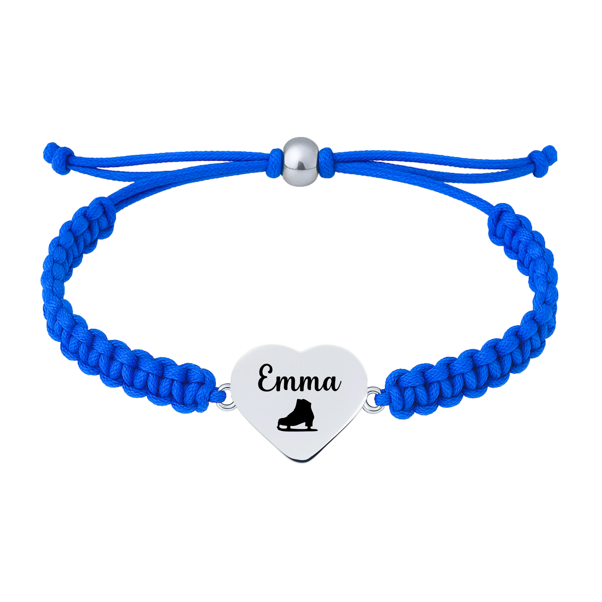 Personalized Engraved Figure Skating Heart Rope Bracelet