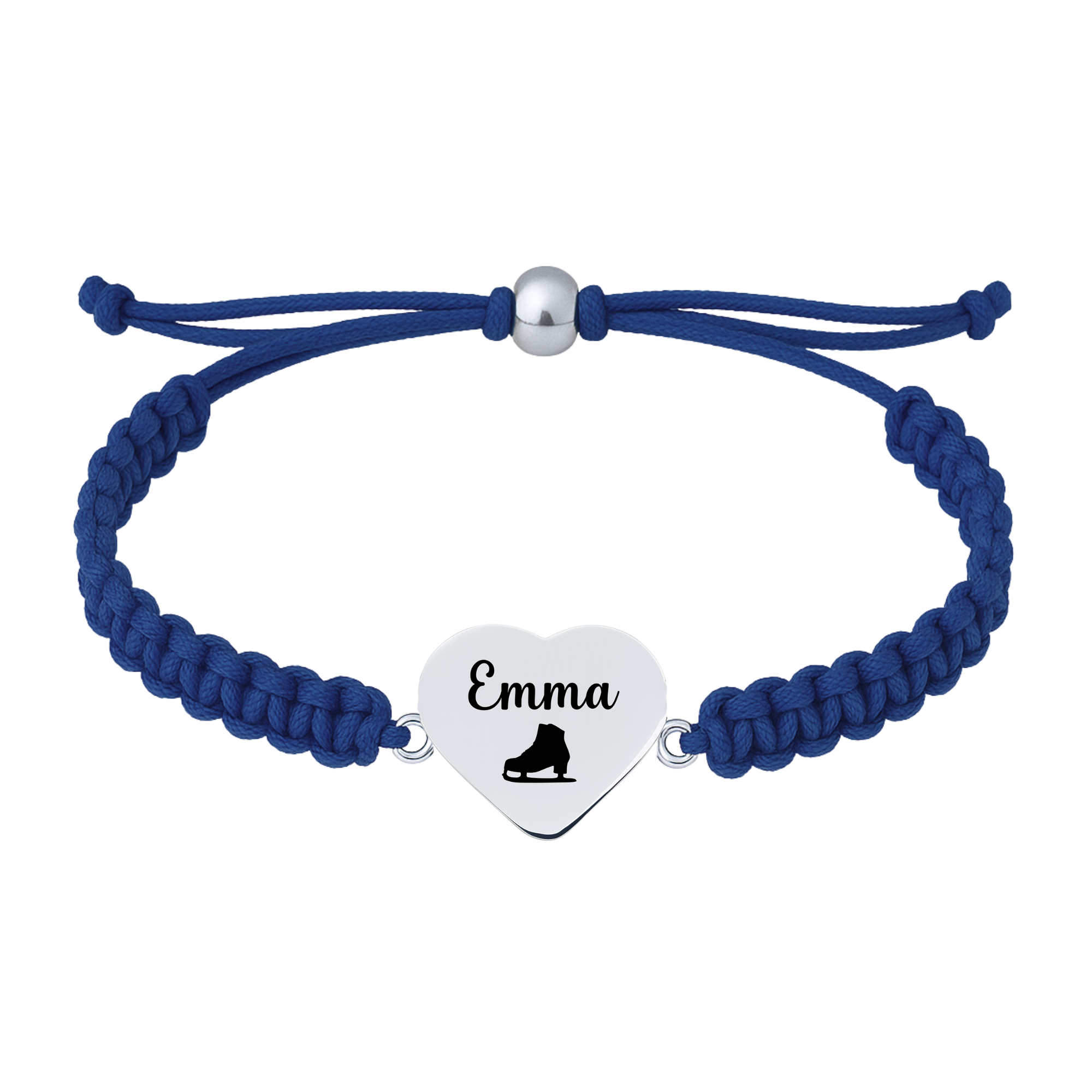Personalized Engraved Figure Skating Heart Rope Bracelet